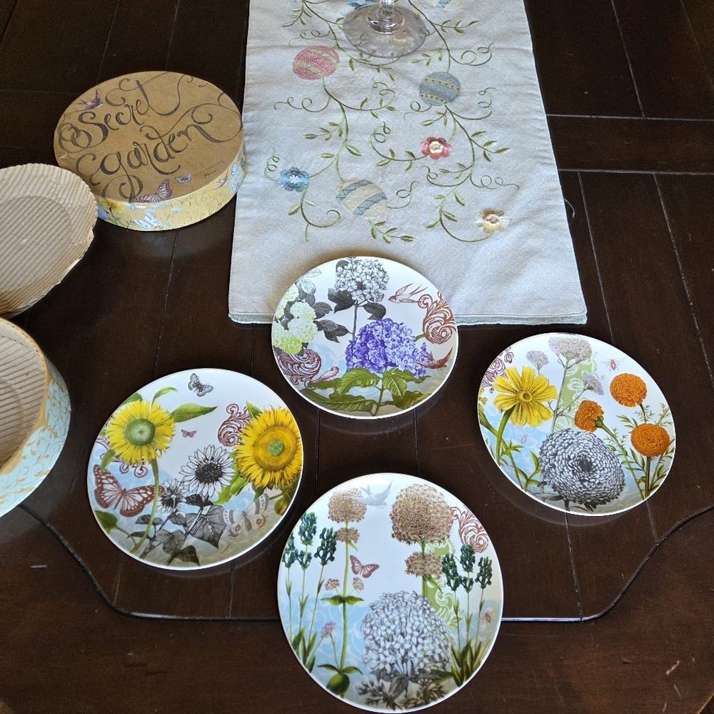 Rosanna Secret Garden Dessert Plates With Original Box (Set Of 4)
